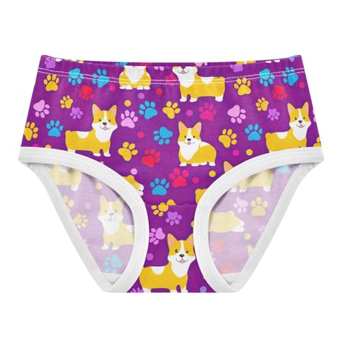 Joisal Cotton Toddler Underwear Floral Cute Dogs Purple Cute Panties Girl Artistic Briefs Kids Undies 2t