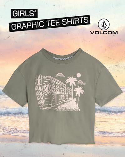 Image of Volcom Girls Shirts - Casual Crewneck Short Sleeve Graphic Tee Trendy Tops - Breathable Girls Summer Clothes