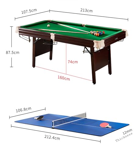 Image of RUP Premium Solid Wood 3-in-1 Multi Game Table | 7ft Pool Table + Table Tennis + Conference /Study Table | Folding Legs | Accessories Included