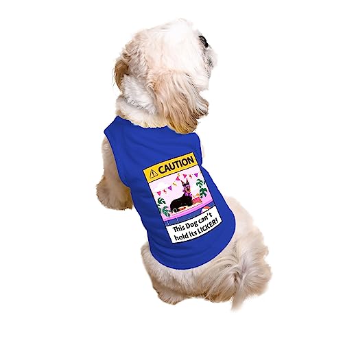 Image of Ruse Can't Hold the Licker Printed Dog Round Neck Sleeveless Vest Tank T-Shirt /Tees Apparel /Clothes /Tees Gift for Dogs (Royal Blue /S (Apso, Cocker Spaniel etc.)