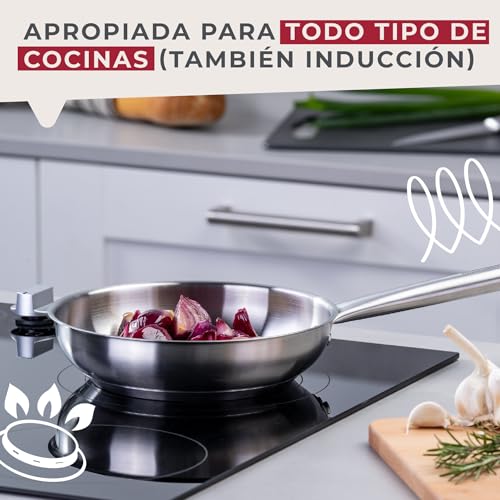 Miniatura 5 de Fackelmann Ovalgriff Sartén Ovalada De 20 Cm De Diámetro De Acero Inoxidable, Apta Para Todo Tipo De Fuegos, Incluso Inducción, Resistente Al Calor Hasta 230 C