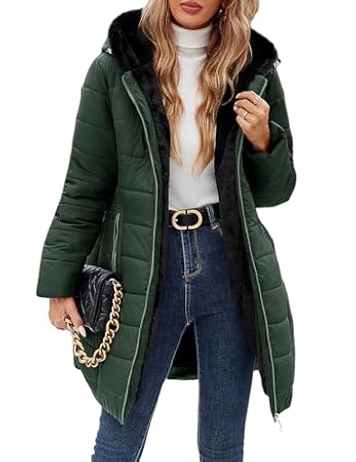Yuson Girl Abrigo Parka Mujer Largo con Capucha Invierno Forro Polar Sherpa Chaqueta para Mujer Gruesa Abrigos de Piel Cremallera Cálido Jacket Resistente Agua Coat con Bolsillos(Verde militar, M) | Ya disponible en tu tienda friki favorita! En mundofriki.es!