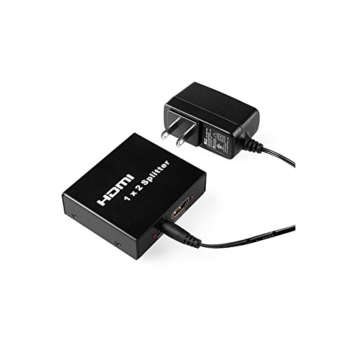 HDMI Splitter,Udigital 1 in 2 Out 1x2 HDMI Splitter Amplifier for Dual Display with Full HD 1080P & 3D Support PS3 Xbox DVD Blu-ray