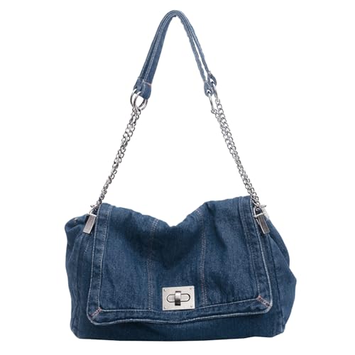 Large Denim Purses for Women Denim Tote Bag Casual Retro Crossbody Lightweight Shoulder Bag Canvas Handbags