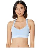adidas womens All Me 3-Stripes Climalite Designed 4 Training Fitness Gym Pilates Yoga Compression Light Support Workout Bra, Glow Blue, X-Small