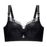 Necalisi büstenhebe Damen Schwarz Spitzen BH Buegel Bralette Damen Spitze Bustier Abnehmbare Gepolstert Nicht Abnehmbarer Schulterriemen Unterwäsche Damen BH Push up 80C