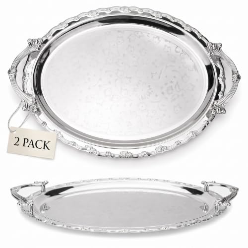 Silver Serving Tray with Handles Silver Platter Silver Trays for Serving