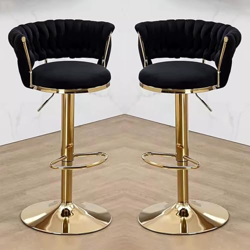 Creative Black Velvet Bar Chair | Modern Adjustable Bar Stool for...