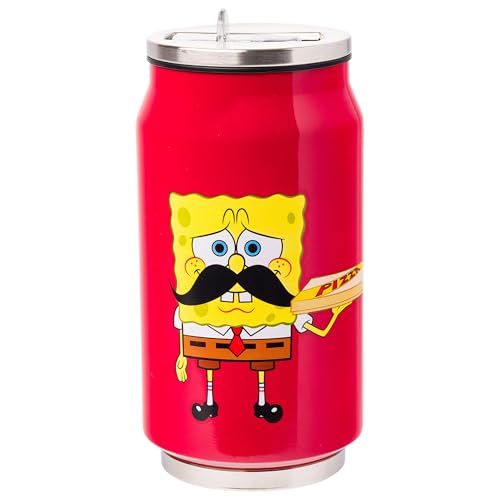 Silver Buffalo Spongebob Squarepants Pizza Delivery Diet Dr. Kelp Stainless Steel Double Wall Can Shape Cup, 11.8 Ounces