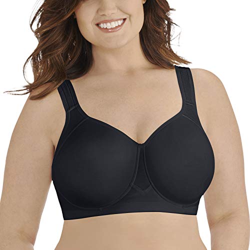 Vanity Fair Women's Medium Impact Convertible Sports Bra, Midnight Black Feather Grey, 36DD