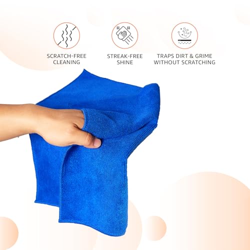 Image of Amazon Basics Pack of 4 Microfiber Cleaning Cloth | 350 GSM | Ultra Soft | Super Absorbent | Reusable | Multicolor| 40cm X 40cm