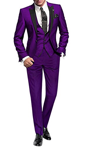 GEORGE BRIDE 002 - Traje de 5 Piezas para Hombre, Chaqueta de Traje, Chaleco, pantalón de Traje, Corbata, con Bolsillos, V, 2XL