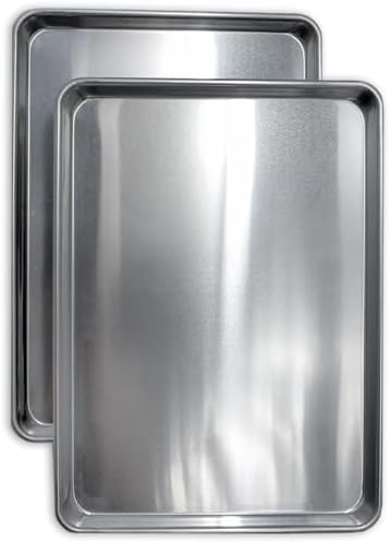Commercial Quality Cookie Sheet Pan - 2 Pack Aluminum Half Sheet Baking Pan by Saffron & Sage Home Living - This 18x13 Baking Sheet Set is Rust & Warp Resistant, Heavy Duty, of Thick Gauge