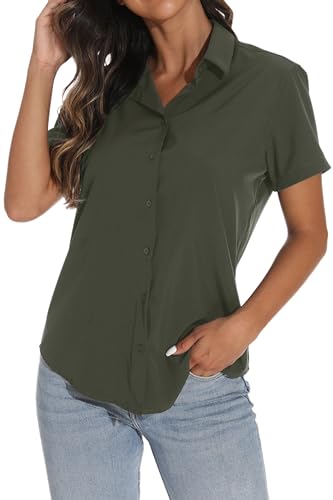 IN'VOLAND Womens Plus Size Cotton Button Down Shirt Casual Long Sleeve...