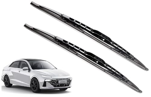 Image of Euro Care Metal Type Wiper Blade Compatibility with Hyundai Verna (Model - 2023-Till Date) Windshield Car Wiper Blade Size D-24,P-18