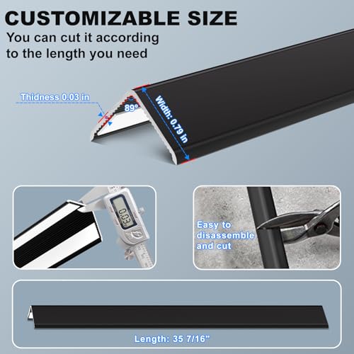 Image of Black Wall Corner Protector, 4Pcs, Length 35.4in, Width 0.79in - Self Adhesive Metal Corner Protector for Aluminum Trim molding, Cabinet Edge Guard, Easy to Install
