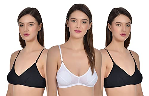 Image of Aimly Women's Cotton Non-Padded Non-Wired Low Coverage Regular Bra Pack of 3