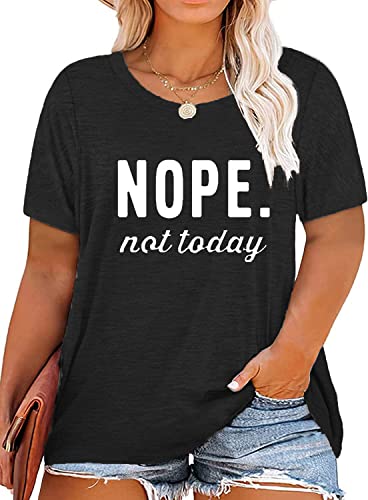 Plus Size Nope Not Today Shirts Womens Funny Tshirts Graphic Tees Short Sleeve Summer Tops