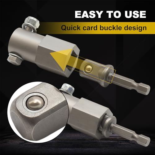 Image of Full Stainless Steel Top Wind Trailer Jack Crank Handle Cordless Drill Adapter, 304 Stainless Steel Accessories, with Two 1 /2 Inch Socket Adapter Bit