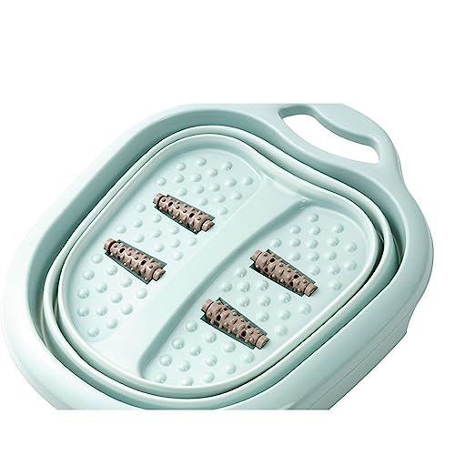 Leapiture Foot Soaking Bath Basin Foot Soak Bath Tub Foldable Portable Roller Design SPA Massage Bucket for Pedicure Home Spa Treatment (Lake Green)