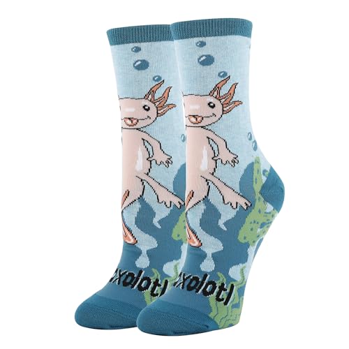 Women’s Novelty Crew Socks, Funny Saying Cotton Socks, Axolotl Spirit