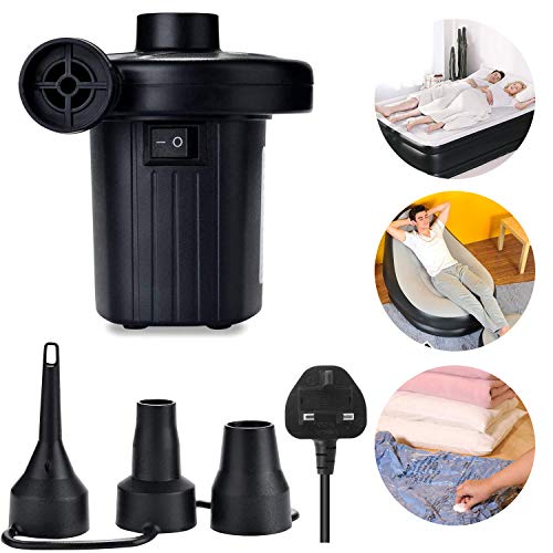 Gaoni Electric Pump for Inflatables Paddling Pool Pump,Airbed Pump with 3 Nozzles, Air bed Pump for Inflatables,Camping Sports, Kids Paddling Pools & Toys,220-240V/150W,Portable