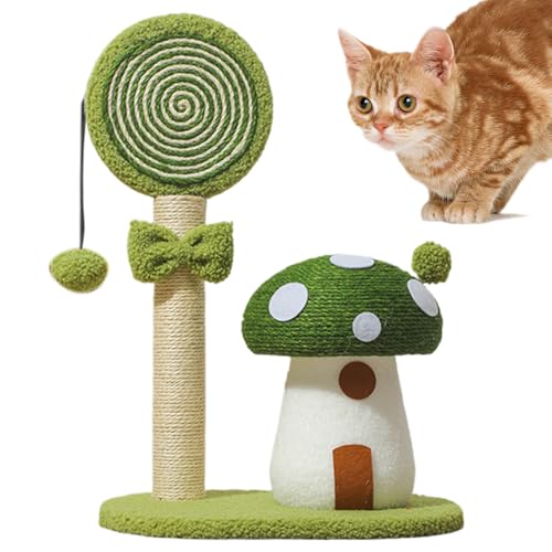 猫用爪とぎ柱,かわいいきのこ型サイザル麻爪とぎポスト | 家具保護キャットタワー爪とぎ器 - 家庭・寮・アパート・寝室・リビング・バルコニー向け