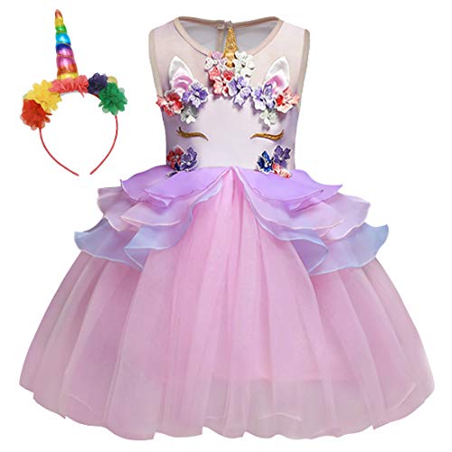 AmzBarley Unicorn Dress Girls Kids Halloween Costumes Tulle Flower