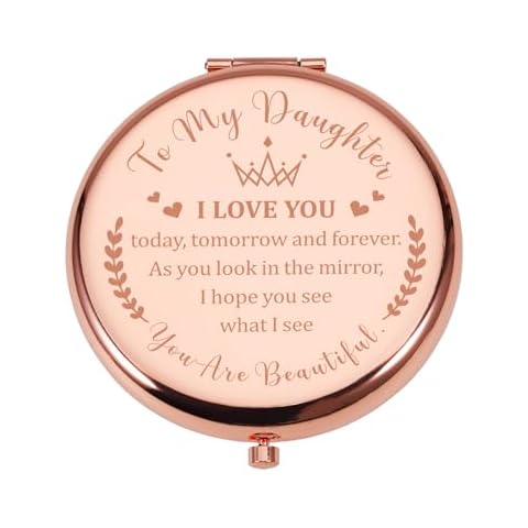Valentines Day Gifts for Daughter from Mom Dad Easter Basket Stuffers Gifts for Teen Girls To My Daughter Compact Mirror Daughter Birthday Gifts for Women Granddaughter Graduation Gifts for Her Cover