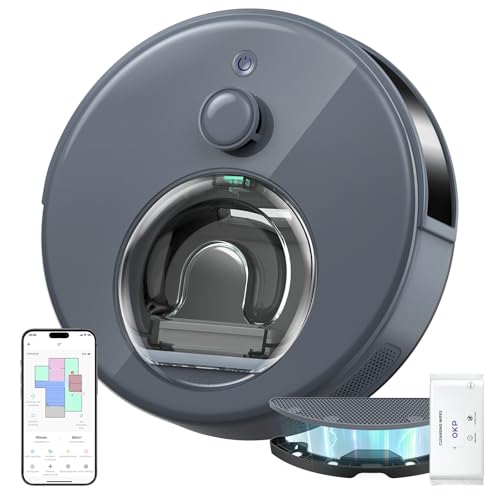 OKP L7 Robot Aspirapolvere, LiDAR DToF con Mappatura Intelligente, 6000Pa, 150 Minuti, Design Compatto, App/WiFi, Zone No-Go, Ideale per Peli di Animali, Pavimenti Duri e Tappeti