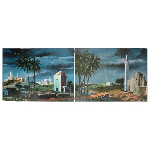 Holyart Arabic diptych, Nativity Scene background, wood, 19x54 in