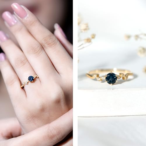 Certified London Blue Topaz Promise Ring For Women, AAA Quality, Real 5mm Blue Topaz Diamond Ring (deal For Gift)2
