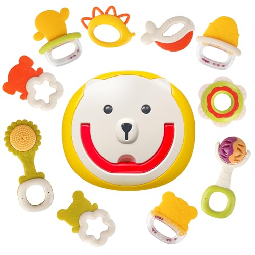 Conjunto de juguetes de dentición para bebés (10 piezas), incluye sonajero bebe 0-3 meses y juguetes bebes 6-12 meses con divertidos juguetes calmantes adecuados para bebés de 3 a 12 meses