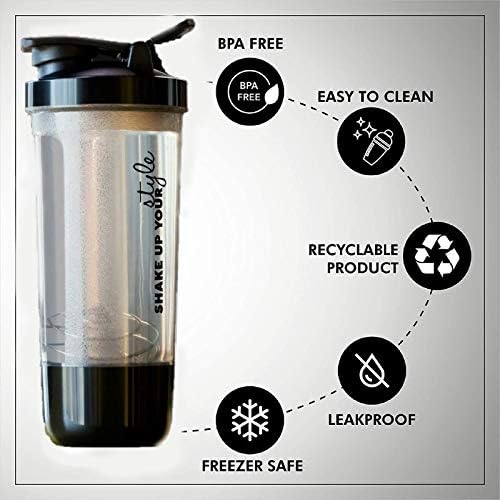 Xmart India Leak Proof BPA Free Material 600ml Protein Shaker Bottle for Protein Mix with Storage Compartment and Stainless Steel Blender Ball for Pre/Post Workout Drinks, Gym, Cycling - Image 3 thumbnail