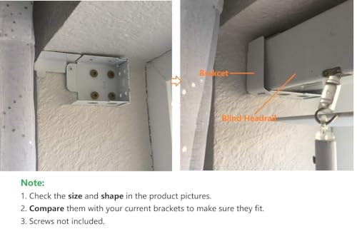 Cutelec 2pcs Box Mounting Bracket for Low Profile Horizontal Blinds with 1-3/4" x 2 1/2" Headrail - White Color - Thumbnail 6
