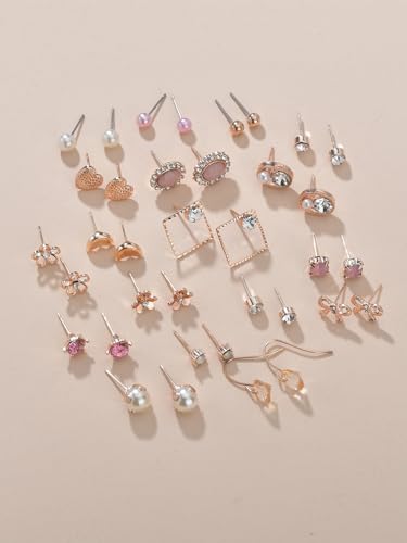 Image of Shining Diva Fashion 30 Pairs Combo Set Stylish Crystal Pearl Earrings for Women and Girls
