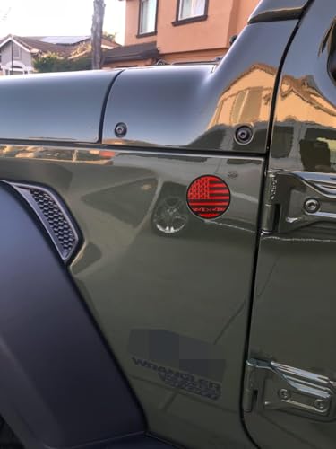 Image of CONGCONG for Jeep Emblem babge U.S. Flag Emblem 4x4 Metal Automotive Badge Specifically Designed for The Jeep Wrangler Cherokee - Stick it Anywhere(The National Flag and red)