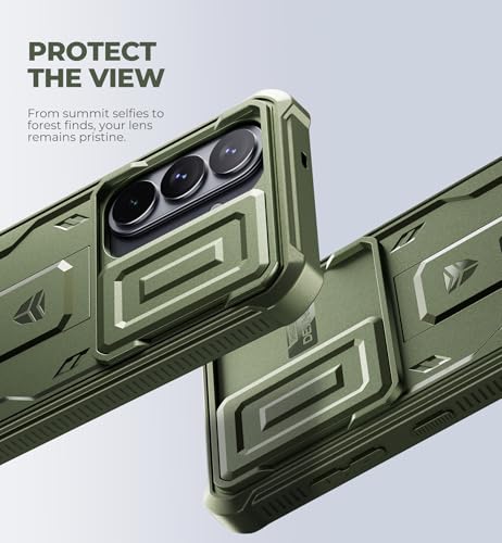 Image of Dexnor for Samsung Galaxy S26 Case with Upgraded Slide Camera Cover & 2 Front Frames & Built-in Screen Protector & Kickstand, Heavy-Duty Rugged Case Full-Body Protective Cover(2026),6.3 inch,Army Green