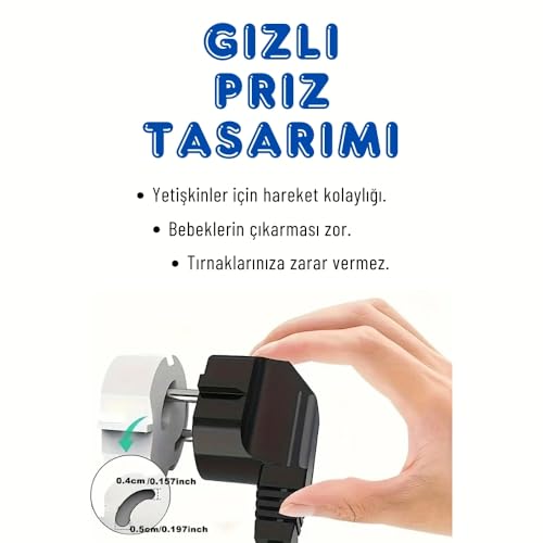 Abuy Bebek Güvenlik Priz Koruyucusu, Elektrik Prizleri Koruması,Priz Çocuk Güvenliği,Beyaz, Siyah