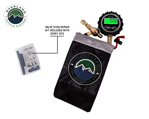 Overland Vehicle Systems Digital Tire Deflator with Valve Kit & Storage Bag Universal - Included Valve Core Replacement - Replacement Valve Caps - for Cars, Trucks, SUV, Trailer, ATV and More!