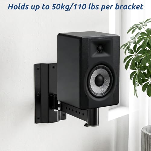 ohbien Soportes de altavoz de suelo en acero negro con base estable 5