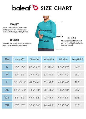 Baleaf Men's Sun Protection Hoodie Shirt Upf 50+ Long Sleeve Uv Spf T-Shirts Rash Guard Fishing Swimming Lightweight Blue Curacao L #TOP5