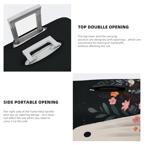 Cute Ghost With Flowers Elastic Travel Luggage Covers Dustproof Scratch-Resistant Suitcase Protector Fit 22-24 Inch3