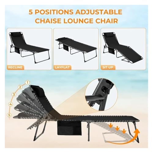 Chaise longue de camping robuste supportant 330 LB lit pliant de plage - 6