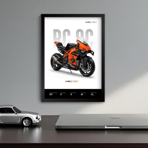 Image of KTM RC 8C Poster | Superbike KTM Framed Poster | Framed Matt Superbike | Bike Posters A3 Size (31 x 23 cm) | KTM RC 8C Bikes Posters for Wall, Home, Bedroom, Living room decoration (F 189)