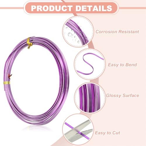 Image of uxcell 18 Gauge Flat Aluminum Wire, 16.40 ft 3mm Wide Aluminum Crafts Wire for Flower Bonsai Crafts Carving DIY Bezel Sculpting Gem Metal Wrap, Light Purple