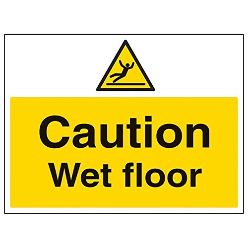 VSafety Señal de advertencia sobre suelo mojado, paisaje, (Pack de 3), 400 mm x 300 mm, 3