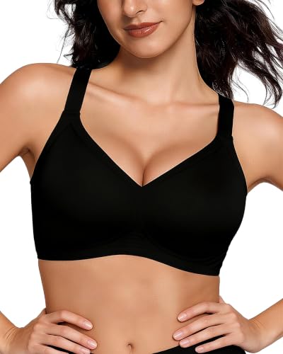Image of Vinfact Womens V Lace Wireless Seamless Bras No Underwire Comfort Push Up Bra Supportive Full Coverage Bralettes T Shirt Bra
