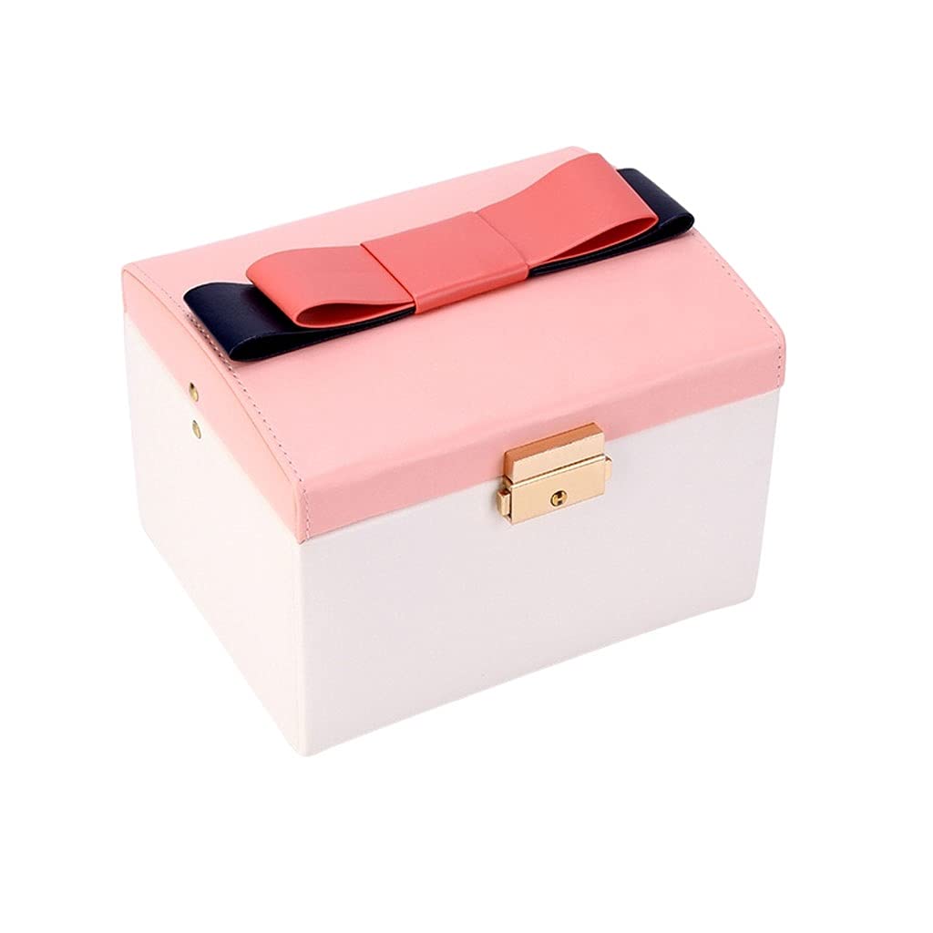 Caja de Almacenamiento de Joyas de Cuero con Bloqueo de 3 Capas Joyas de Gran Capacidad Organizadores Box Matrimonio Regalo de cumpleaños Recuerdos (Color : Pink)