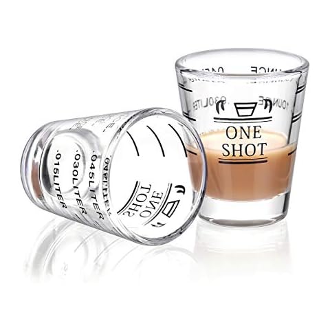 Shot Glasses Measuring Cup Round Liquid Heavy Glass Espresso Shot Glass Measured Cups (2Pack- 45ml) Cover